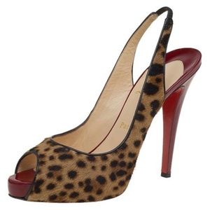 Christian Louboutin 39 Leopard Pony Hair Peep Toe